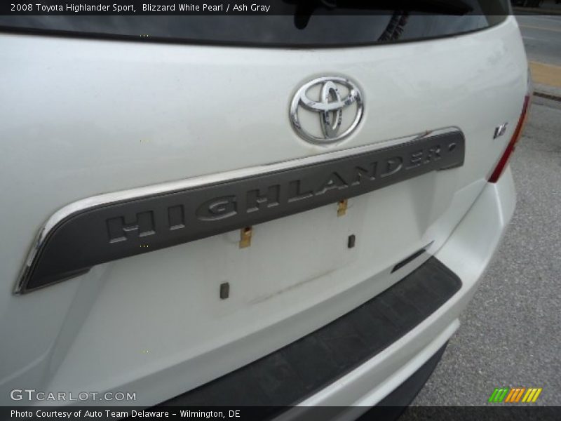 Blizzard White Pearl / Ash Gray 2008 Toyota Highlander Sport