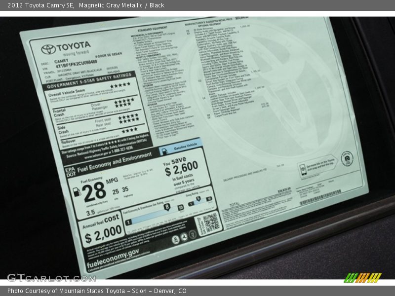 Magnetic Gray Metallic / Black 2012 Toyota Camry SE
