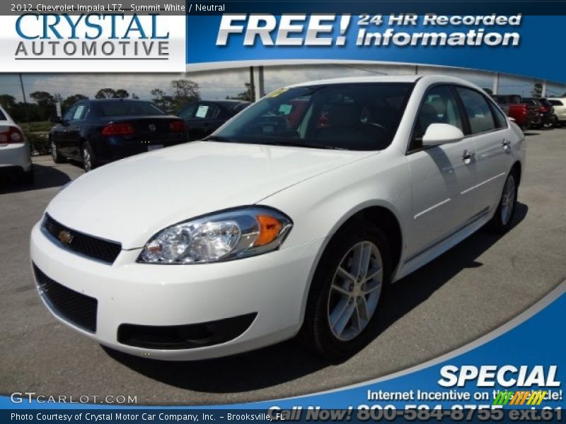Summit White / Neutral 2012 Chevrolet Impala LTZ