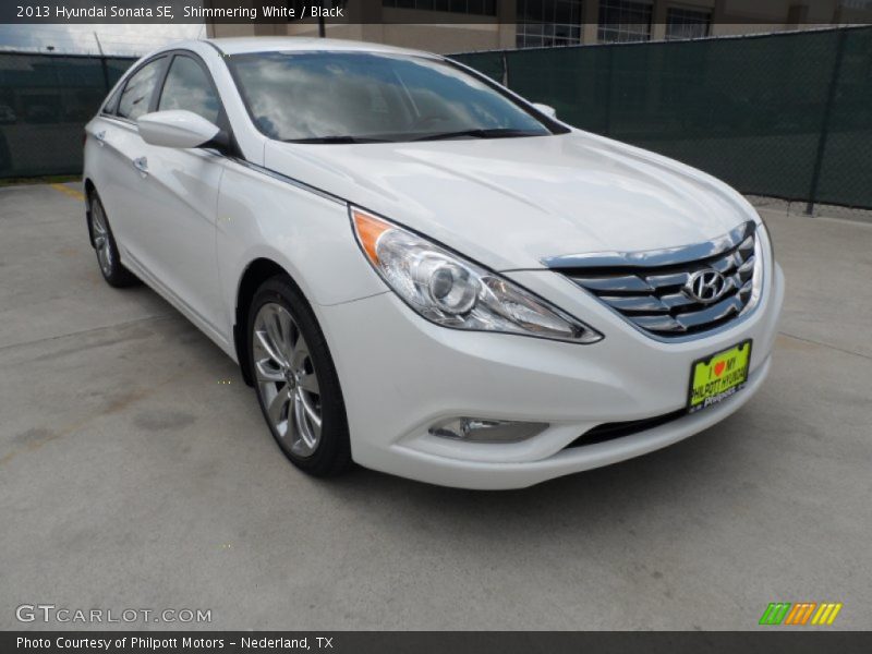 Shimmering White / Black 2013 Hyundai Sonata SE