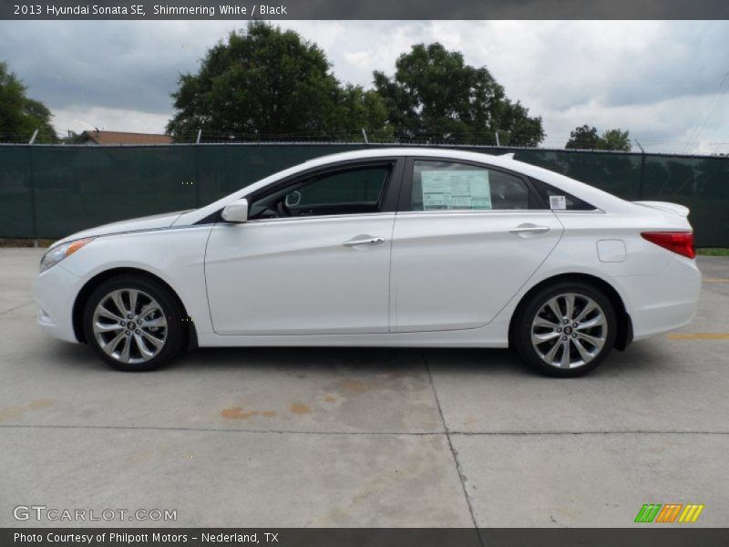 Shimmering White / Black 2013 Hyundai Sonata SE