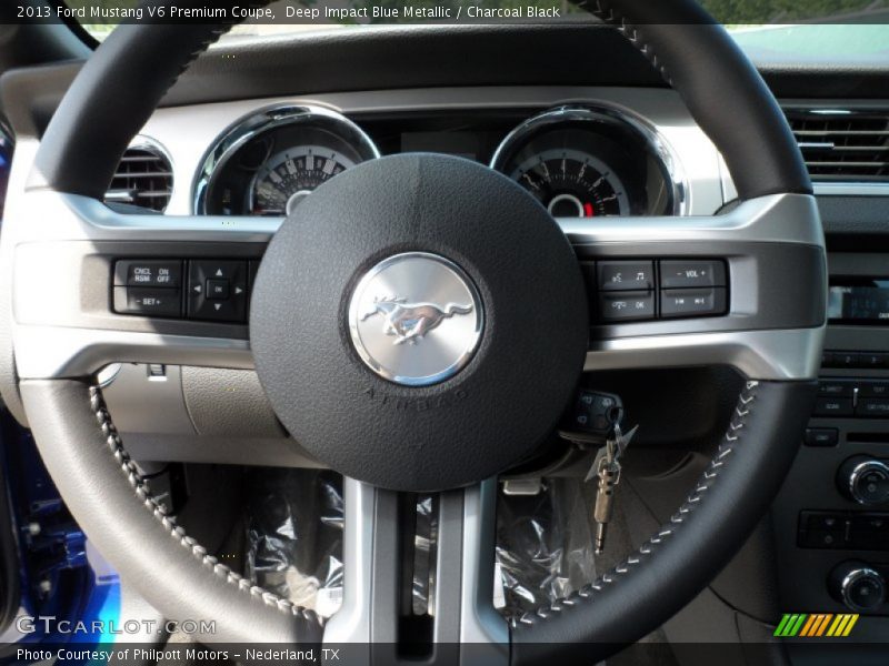 Deep Impact Blue Metallic / Charcoal Black 2013 Ford Mustang V6 Premium Coupe