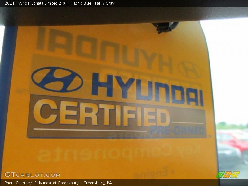 Pacific Blue Pearl / Gray 2011 Hyundai Sonata Limited 2.0T