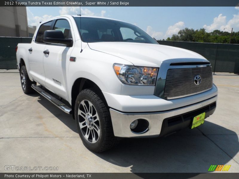 Super White / Sand Beige 2012 Toyota Tundra Texas Edition CrewMax