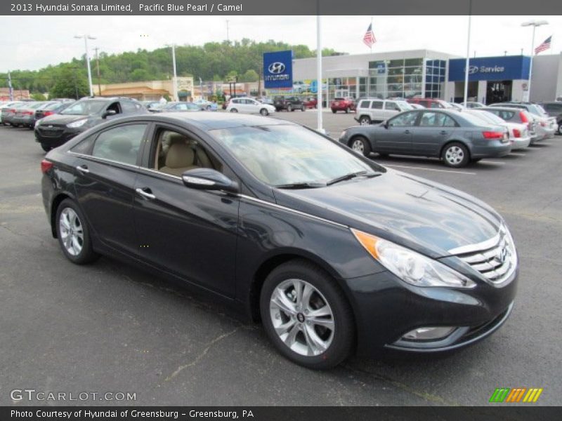 Pacific Blue Pearl / Camel 2013 Hyundai Sonata Limited