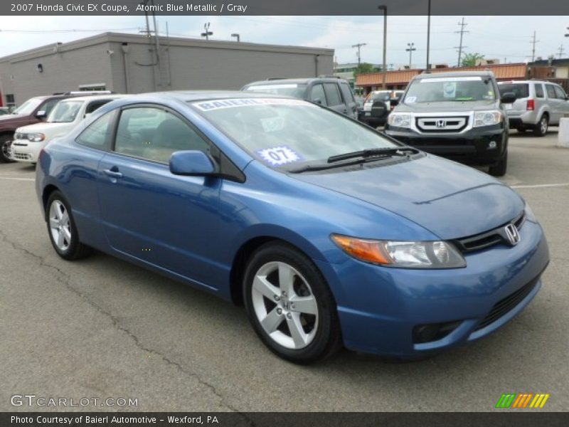 Atomic Blue Metallic / Gray 2007 Honda Civic EX Coupe