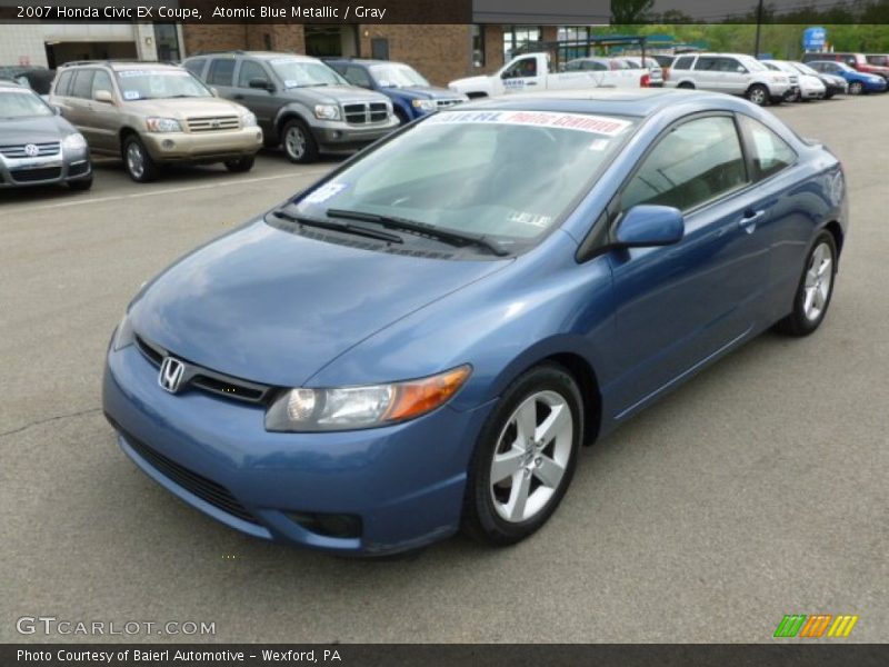 Atomic Blue Metallic / Gray 2007 Honda Civic EX Coupe
