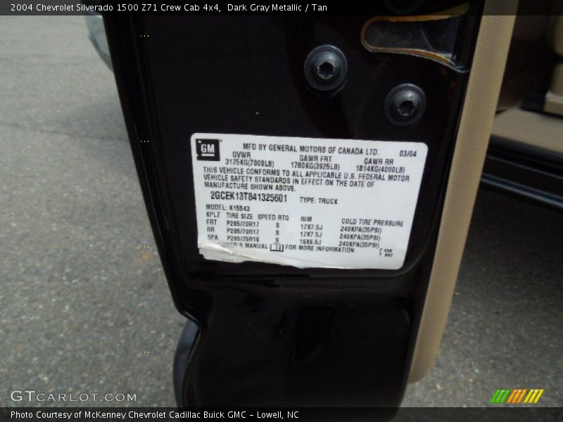 Dark Gray Metallic / Tan 2004 Chevrolet Silverado 1500 Z71 Crew Cab 4x4