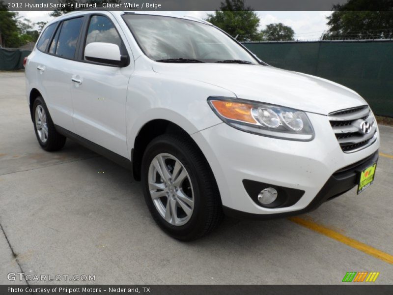 Glacier White / Beige 2012 Hyundai Santa Fe Limited