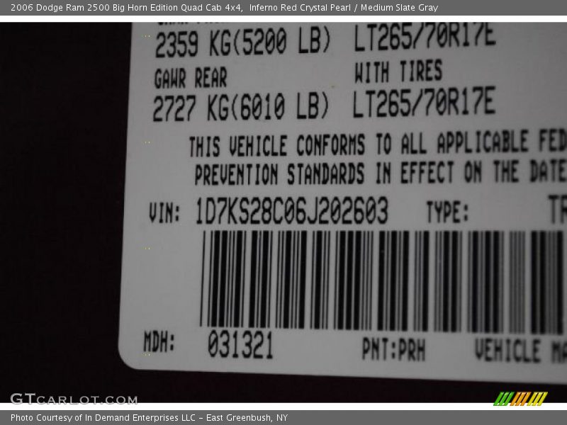 Inferno Red Crystal Pearl / Medium Slate Gray 2006 Dodge Ram 2500 Big Horn Edition Quad Cab 4x4