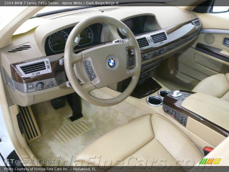 Alpine White / Dark Beige/Beige III 2004 BMW 7 Series 745Li Sedan