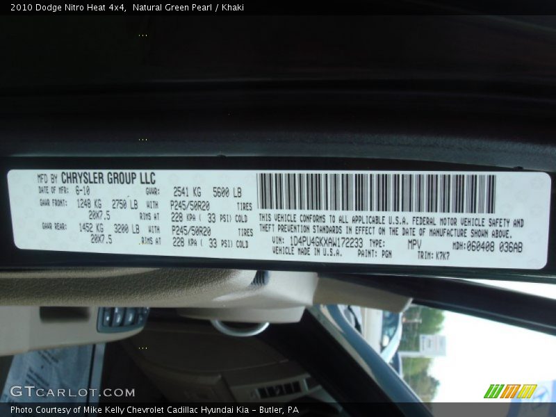 Natural Green Pearl / Khaki 2010 Dodge Nitro Heat 4x4