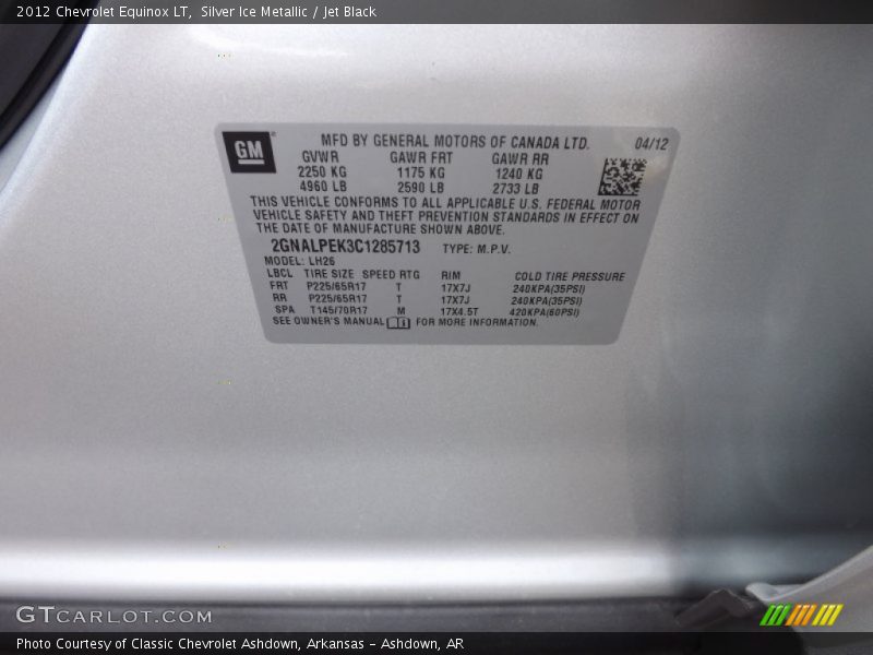 Silver Ice Metallic / Jet Black 2012 Chevrolet Equinox LT