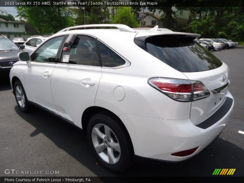 Starfire White Pearl / Saddle Tan/Espresso Birds Eye Maple 2013 Lexus RX 350 AWD