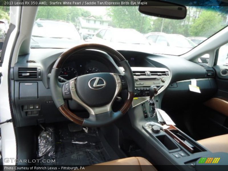 Starfire White Pearl / Saddle Tan/Espresso Birds Eye Maple 2013 Lexus RX 350 AWD