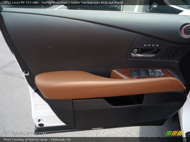 Starfire White Pearl / Saddle Tan/Espresso Birds Eye Maple 2013 Lexus RX 350 AWD