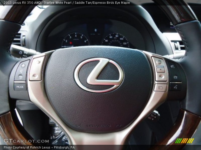 Starfire White Pearl / Saddle Tan/Espresso Birds Eye Maple 2013 Lexus RX 350 AWD