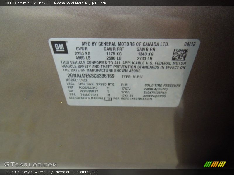 Mocha Steel Metallic / Jet Black 2012 Chevrolet Equinox LT