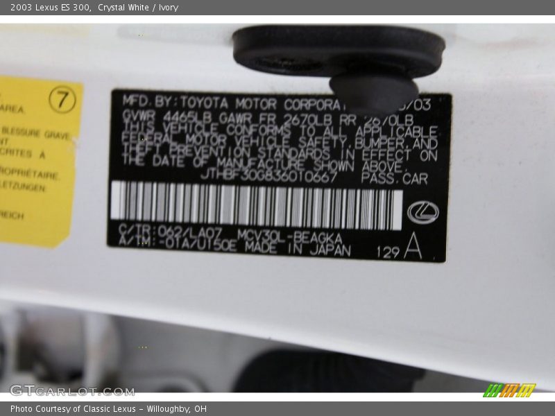 Crystal White / Ivory 2003 Lexus ES 300