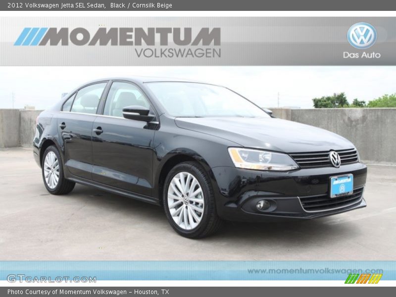 Black / Cornsilk Beige 2012 Volkswagen Jetta SEL Sedan