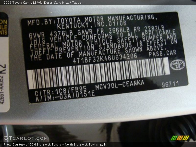 Desert Sand Mica / Taupe 2006 Toyota Camry LE V6