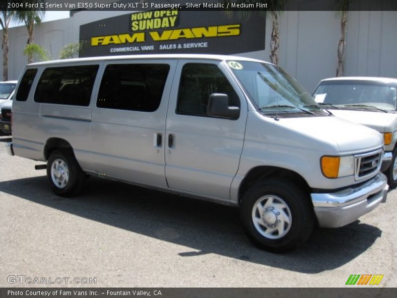 Silver Metallic / Medium Flint 2004 Ford E Series Van E350 Super Duty XLT 15 Passenger