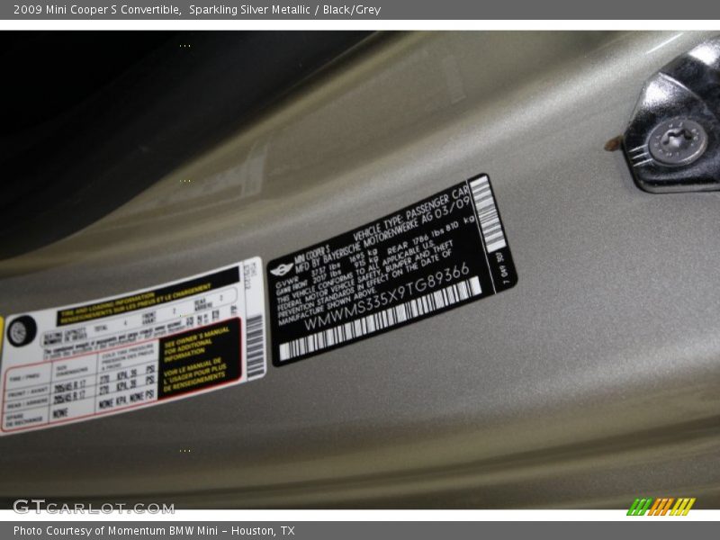 Sparkling Silver Metallic / Black/Grey 2009 Mini Cooper S Convertible