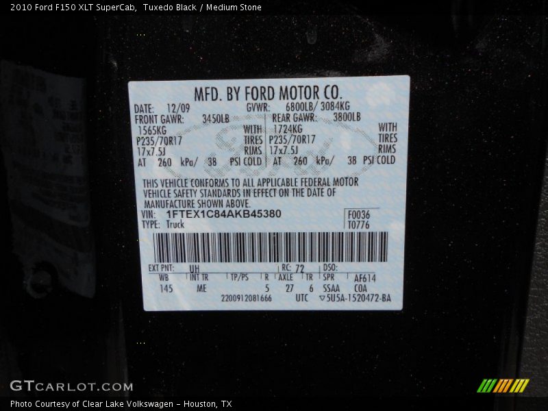Tuxedo Black / Medium Stone 2010 Ford F150 XLT SuperCab