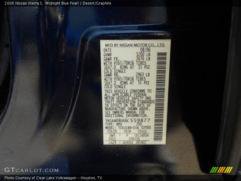 Midnight Blue Pearl / Desert/Graphite 2006 Nissan Xterra S