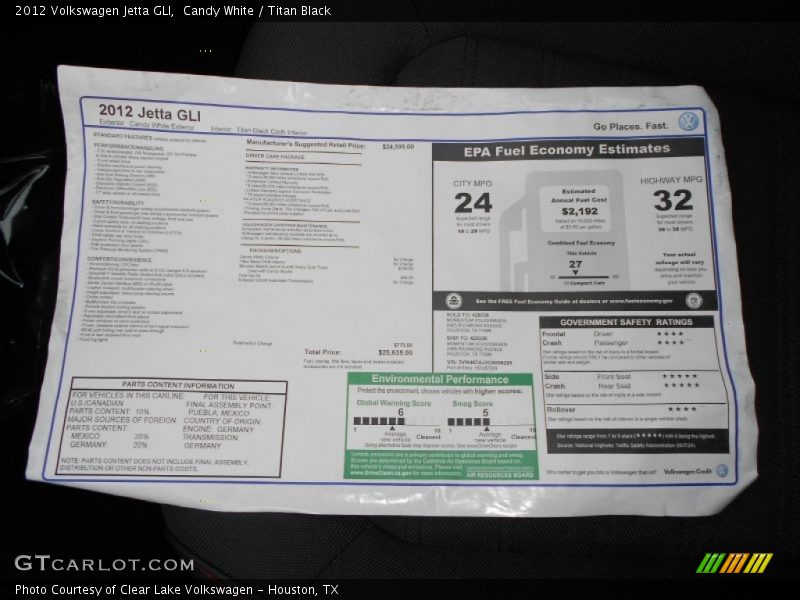 Candy White / Titan Black 2012 Volkswagen Jetta GLI