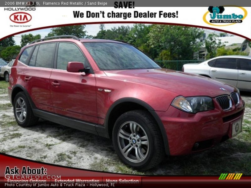 Flamenco Red Metallic / Sand Beige 2006 BMW X3 3.0i