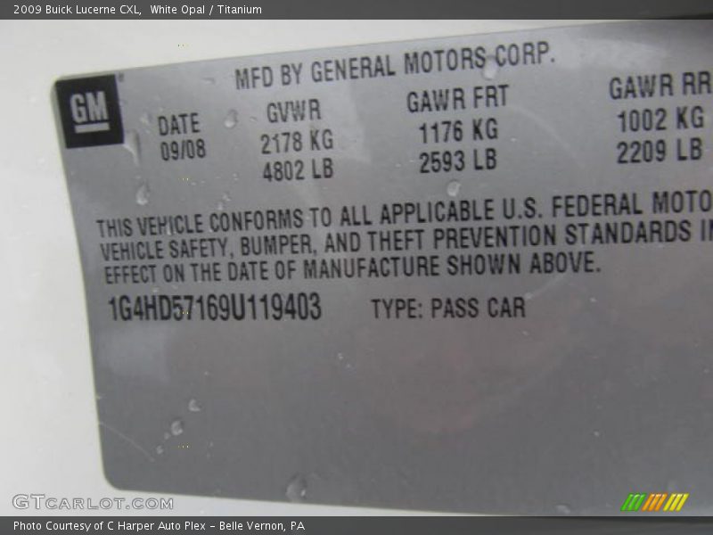 White Opal / Titanium 2009 Buick Lucerne CXL