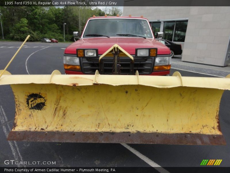 Ultra Red / Grey 1995 Ford F350 XL Regular Cab 4x4 Plow Truck
