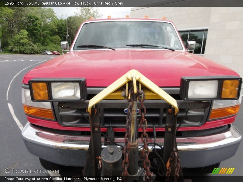 Ultra Red / Grey 1995 Ford F350 XL Regular Cab 4x4 Plow Truck