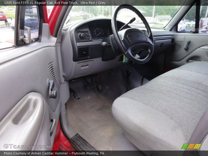Ultra Red / Grey 1995 Ford F350 XL Regular Cab 4x4 Plow Truck