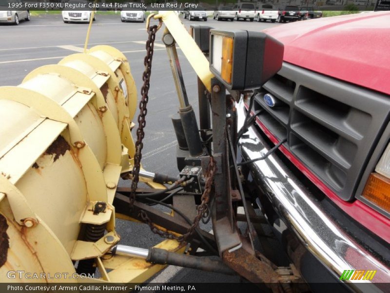 Ultra Red / Grey 1995 Ford F350 XL Regular Cab 4x4 Plow Truck