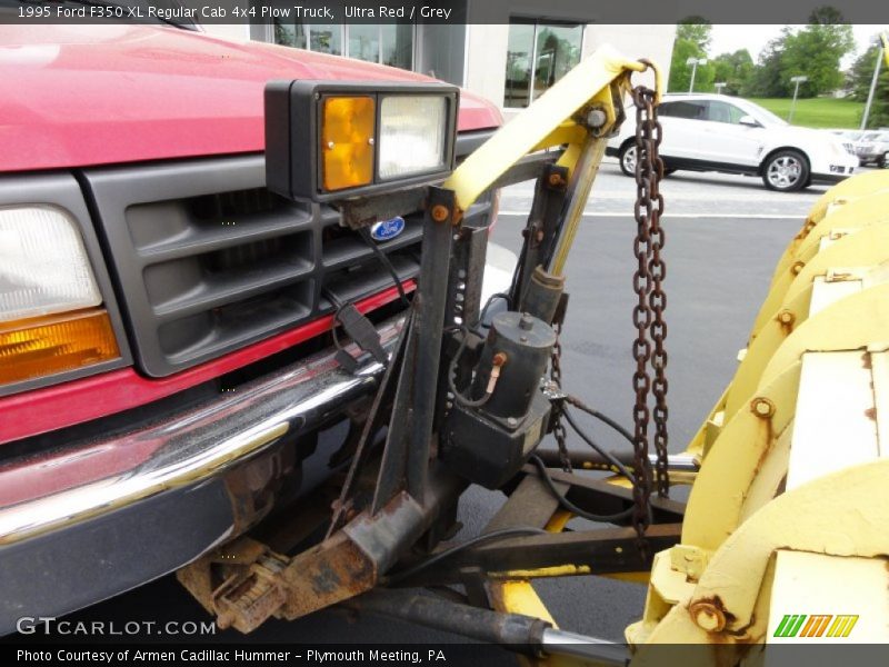 Ultra Red / Grey 1995 Ford F350 XL Regular Cab 4x4 Plow Truck
