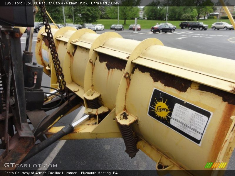 Ultra Red / Grey 1995 Ford F350 XL Regular Cab 4x4 Plow Truck