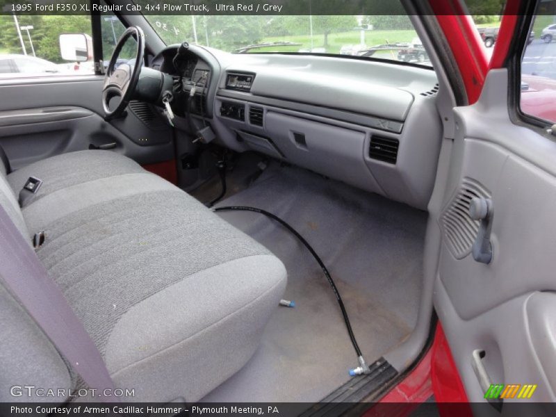 Ultra Red / Grey 1995 Ford F350 XL Regular Cab 4x4 Plow Truck