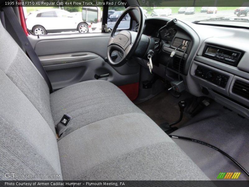 Ultra Red / Grey 1995 Ford F350 XL Regular Cab 4x4 Plow Truck