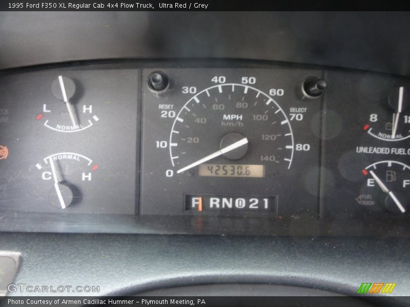 Ultra Red / Grey 1995 Ford F350 XL Regular Cab 4x4 Plow Truck