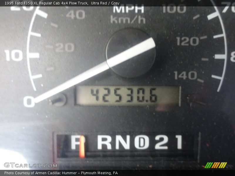 Ultra Red / Grey 1995 Ford F350 XL Regular Cab 4x4 Plow Truck