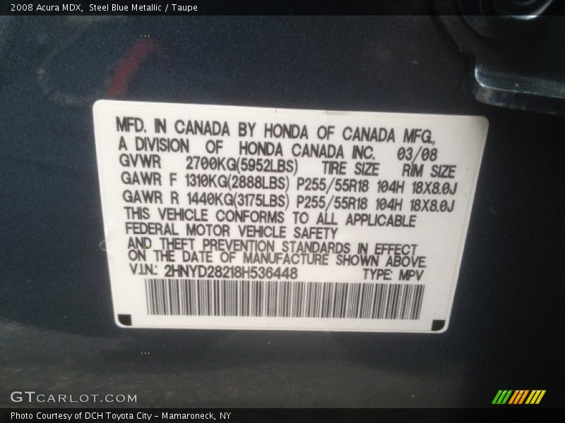 Steel Blue Metallic / Taupe 2008 Acura MDX