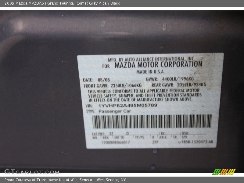 Comet Gray Mica / Black 2009 Mazda MAZDA6 i Grand Touring