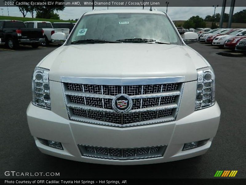 White Diamond Tricoat / Cocoa/Light Linen 2012 Cadillac Escalade ESV Platinum AWD