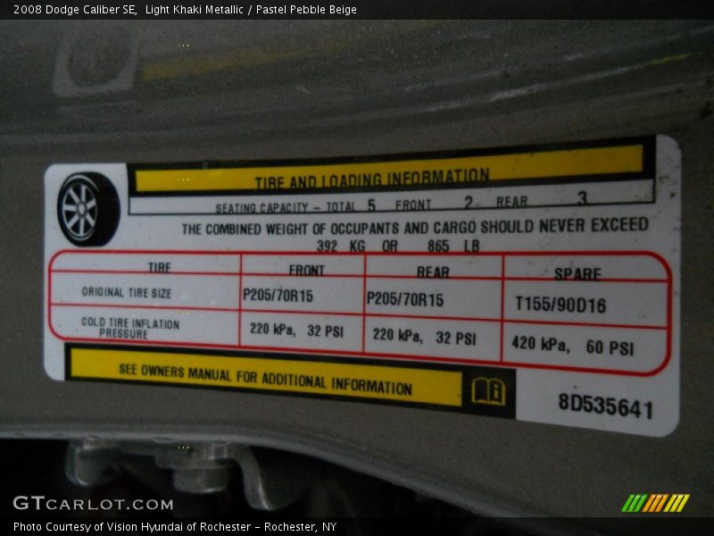 Light Khaki Metallic / Pastel Pebble Beige 2008 Dodge Caliber SE