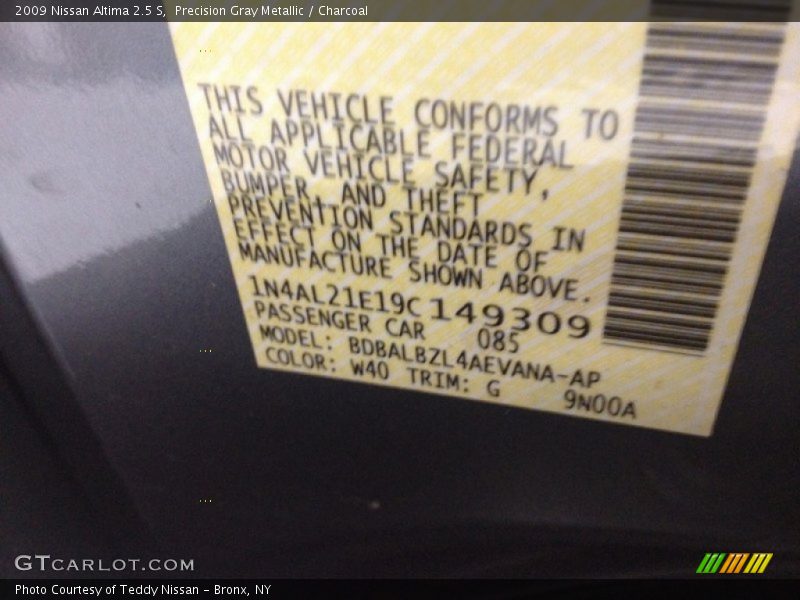Precision Gray Metallic / Charcoal 2009 Nissan Altima 2.5 S