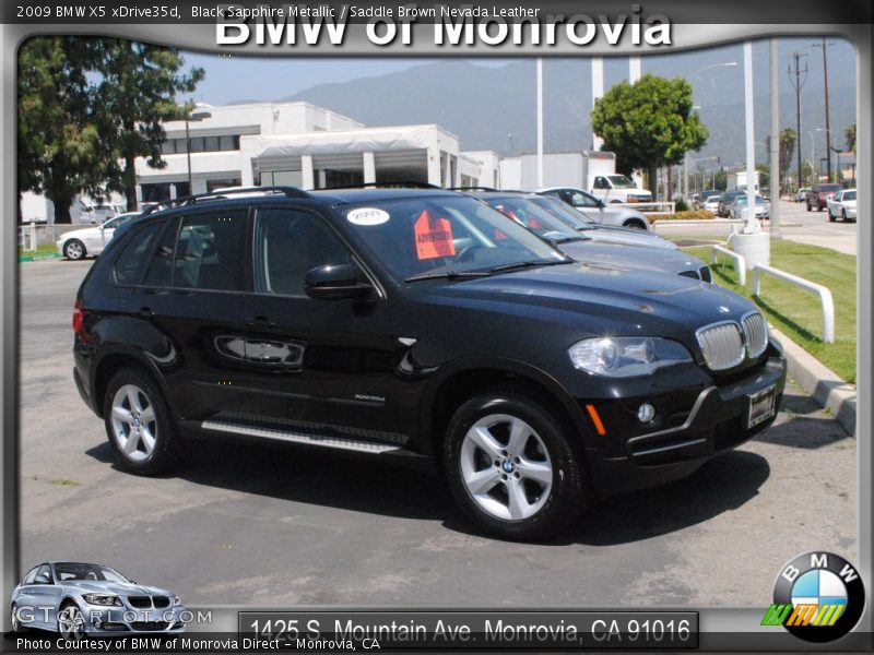 Black Sapphire Metallic / Saddle Brown Nevada Leather 2009 BMW X5 xDrive35d