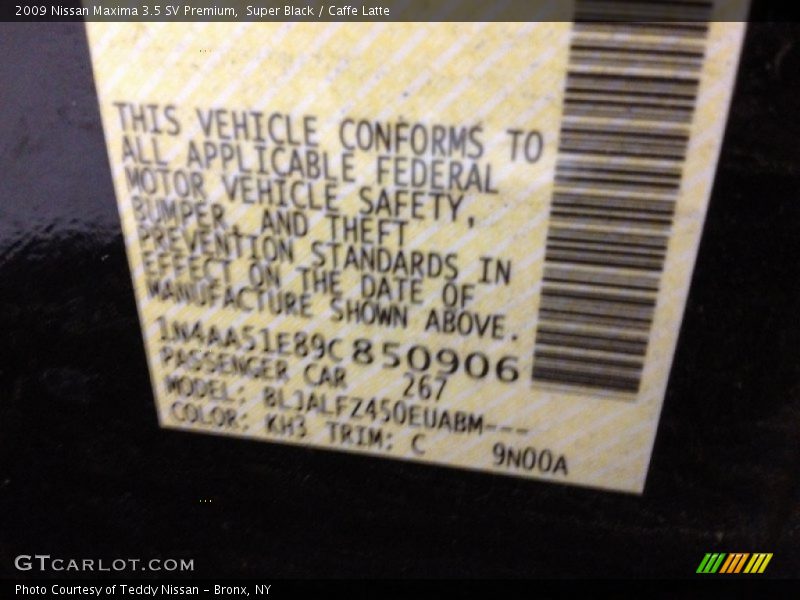 Super Black / Caffe Latte 2009 Nissan Maxima 3.5 SV Premium
