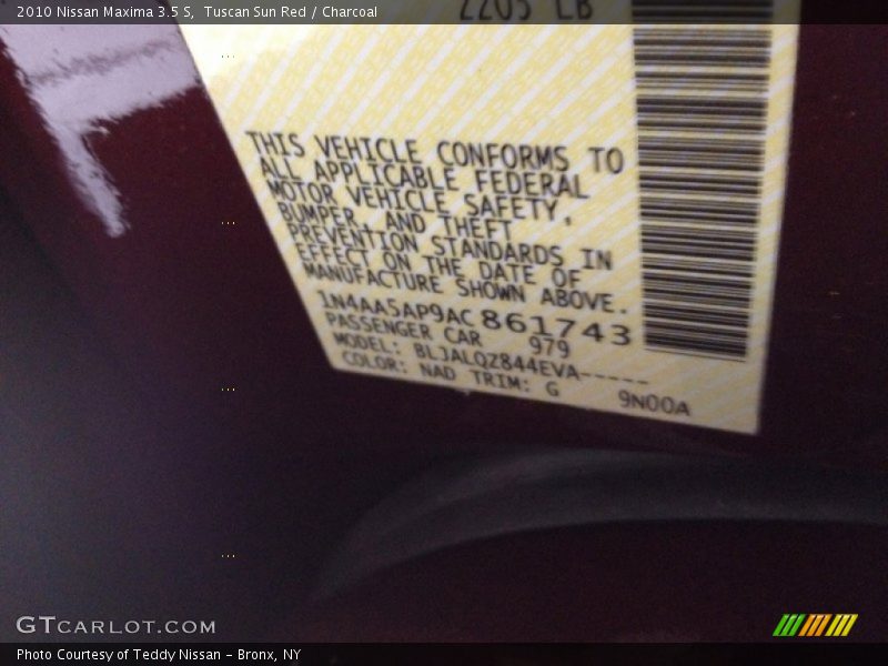 Tuscan Sun Red / Charcoal 2010 Nissan Maxima 3.5 S